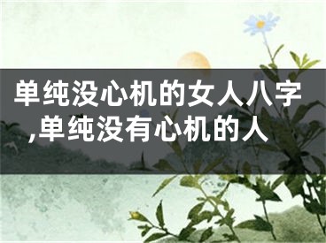 单纯没心机的女人八字,单纯没有心机的人