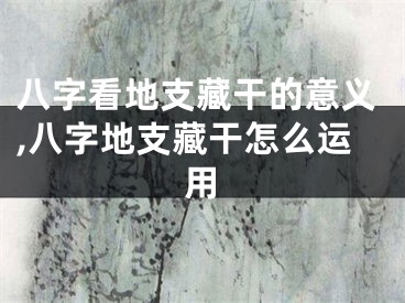 八字看地支藏干的意义,八字地支藏干怎么运用