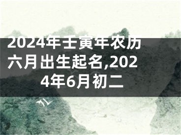 2024年壬寅年农历六月出生起名,2024年6月初二