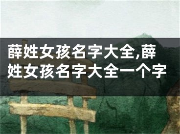 薛姓女孩名字大全,薛姓女孩名字大全一个字