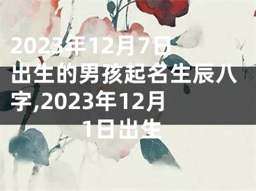 2023年12月7日出生的男孩起名生辰八字,2023年12月1日出生
