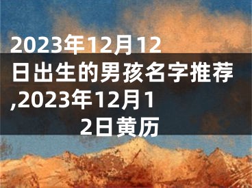 2023年12月12日出生的男孩名字推荐,2023年12月12日黄历