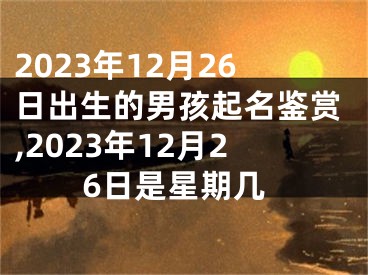 2023年12月26日出生的男孩起名鉴赏,2023年12月26日是星期几
