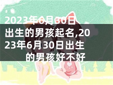 2023年6月30日出生的男孩起名,2023年6月30日出生的男孩好不好