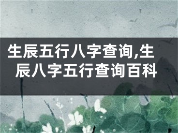 生辰五行八字查询,生辰八字五行查询百科