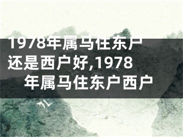 1978年属马住东户还是西户好,1978年属马住东户西户