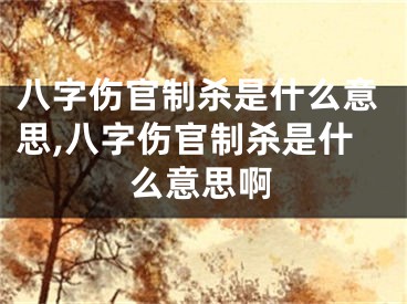八字伤官制杀是什么意思,八字伤官制杀是什么意思啊