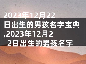 2023年12月22日出生的男孩名字宝典,2023年12月22日出生的男孩名字