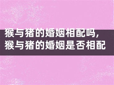 猴与猪的婚姻相配吗,猴与猪的婚姻是否相配