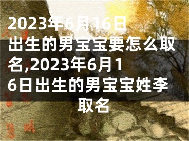 2023年6月16日出生的男宝宝要怎么取名,2023年6月16日出生的男宝宝姓李取名