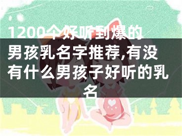 1200个好听到爆的男孩乳名字推荐,有没有什么男孩子好听的乳名