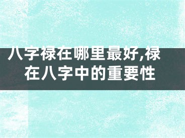 八字禄在哪里最好,禄在八字中的重要性