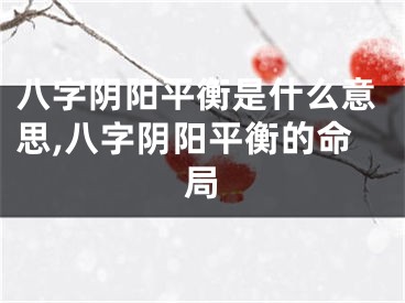 八字阴阳平衡是什么意思,八字阴阳平衡的命局