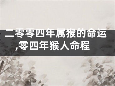 二零零四年属猴的命运,零四年猴人命程