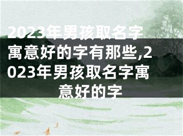 2023年男孩取名字寓意好的字有那些,2023年男孩取名字寓意好的字