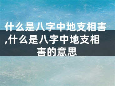 什么是八字中地支相害,什么是八字中地支相害的意思