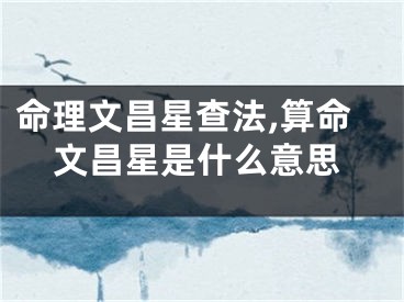 命理文昌星查法,算命文昌星是什么意思