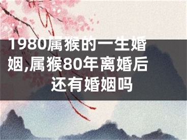 1980属猴的一生婚姻,属猴80年离婚后还有婚姻吗