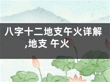 八字十二地支午火详解,地支 午火