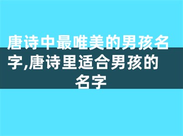 唐诗中最唯美的男孩名字,唐诗里适合男孩的名字