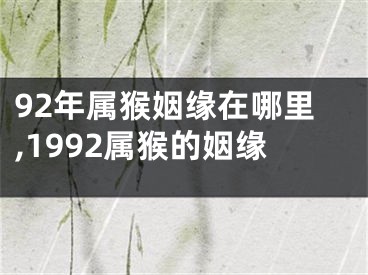 92年属猴姻缘在哪里,1992属猴的姻缘