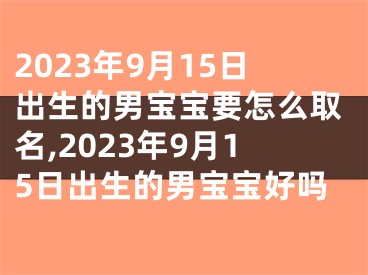 2023年9月15日出生的男宝宝要怎么取名,2023年9月15日出生的男宝宝好吗