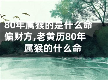 80年属猴的是什么命偏财方,老黄历80年属猴的什么命