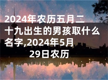 2024年农历五月二十九出生的男孩取什么名字,2024年5月29日农历