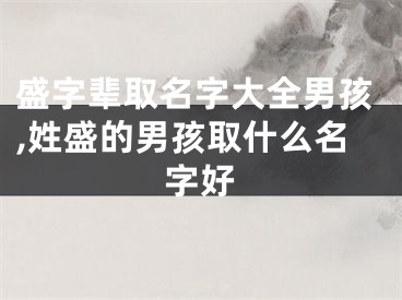 盛字辈取名字大全男孩,姓盛的男孩取什么名字好
