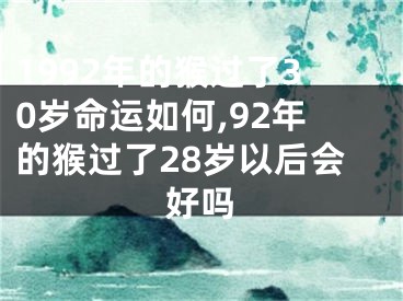 1992年的猴过了30岁命运如何,92年的猴过了28岁以后会好吗