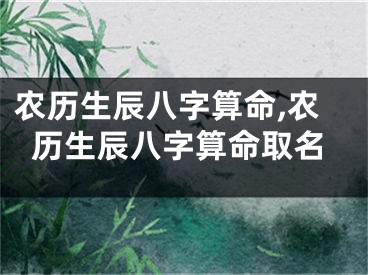 农历生辰八字算命,农历生辰八字算命取名