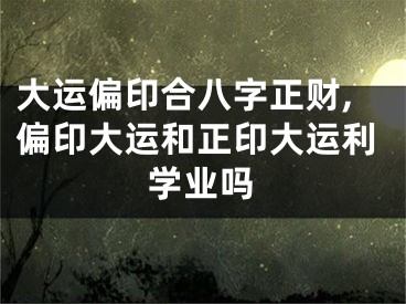 大运偏印合八字正财,偏印大运和正印大运利学业吗