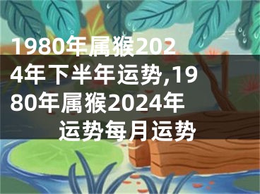 1980年属猴2024年下半年运势,1980年属猴2024年运势每月运势