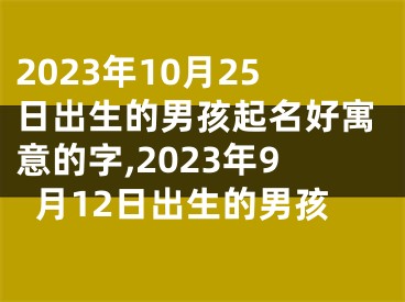 2023年10月25日出生的男孩起名好寓意的字,2023年9月12日出生的男孩