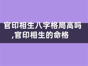 官印相生八字格局高吗,官印相生的命格