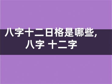 八字十二日格是哪些,八字 十二字
