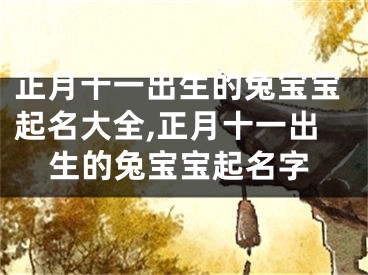正月十一出生的兔宝宝起名大全,正月十一出生的兔宝宝起名字