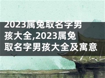 2023属兔取名字男孩大全,2023属兔取名字男孩大全及寓意