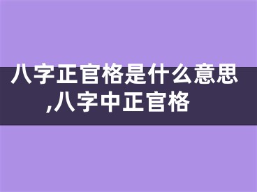 八字正官格是什么意思,八字中正官格