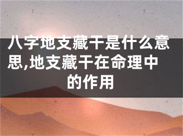 八字地支藏干是什么意思,地支藏干在命理中的作用