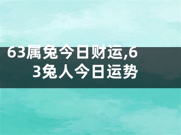 63属兔今日财运,63兔人今日运势