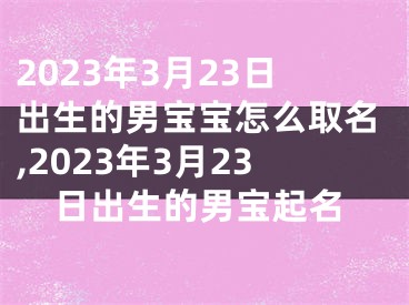 2023年3月23日出生的男宝宝怎么取名,2023年3月23日出生的男宝起名