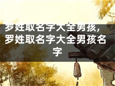 罗姓取名字大全男孩,罗姓取名字大全男孩名字