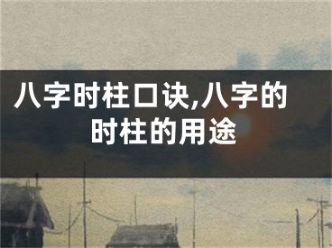 八字时柱口诀,八字的时柱的用途