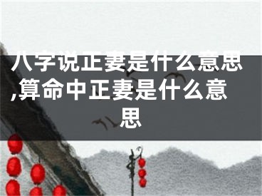 八字说正妻是什么意思,算命中正妻是什么意思