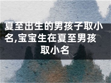 夏至出生的男孩子取小名,宝宝生在夏至男孩取小名