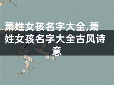 萧姓女孩名字大全,萧姓女孩名字大全古风诗意