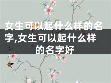 女生可以起什么样的名字,女生可以起什么样的名字好