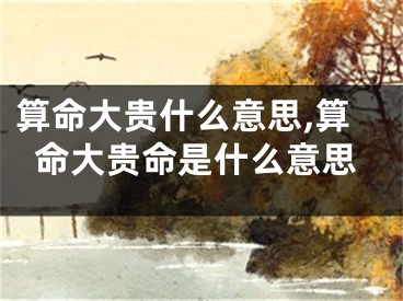 算命大贵什么意思,算命大贵命是什么意思