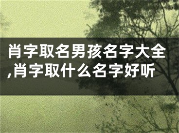 肖字取名男孩名字大全,肖字取什么名字好听